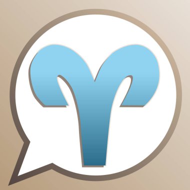 Koç burcu illüstrasyon. Beyaz konuşma ba parlak cerulean simgesi