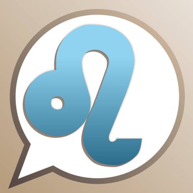 Aslan burcu illüstrasyon. Beyaz konuşma topu parlak cerulean simgesi