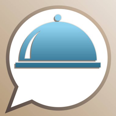 Sunucu işareti çizimi. Beyaz konuşma b parlak cerulean simgesi