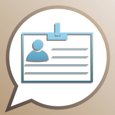 Kimlik kartı tabelası. Pa beyaz konuşma balonu parlak cerulean simgesi