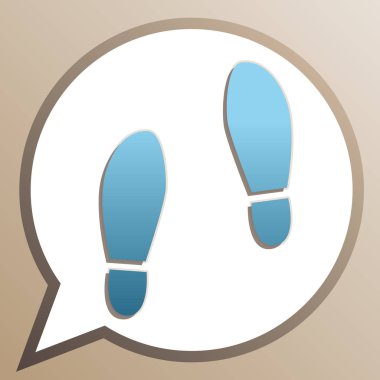 Künye taban ayakkabı işareti. Beyaz konuşma b parlak cerulean simgesi