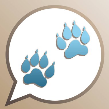Hayvan İzleri işareti. Beyaz konuşma balonunda parlak serulean simgesi