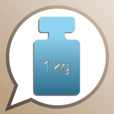 Ağırlık basit işareti. Beyaz konuşma balonunda parlak serulean simgesi