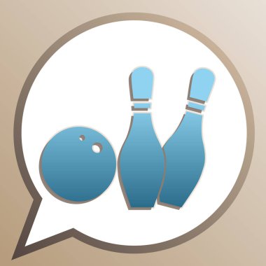 Bowling işareti illüstrasyon. Beyaz konuşmada parlak serulean simgesi 