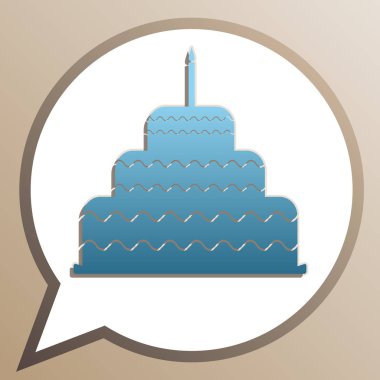 Mum işaretili pasta. Beyaz konuşma topu parlak cerulean simgesi