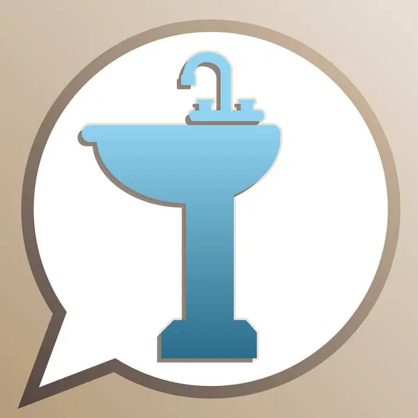 Fürdőszoba-mosogató jele. Fényes Cerulean ikon fehér beszéd léggömb — Stock Vector