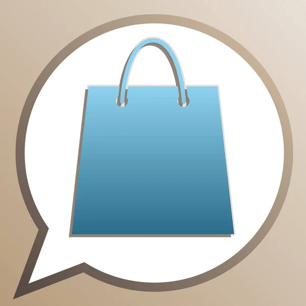 Shopping Bag illustratie. Helder Cerulean-icoon in witte spraak — Stockvector