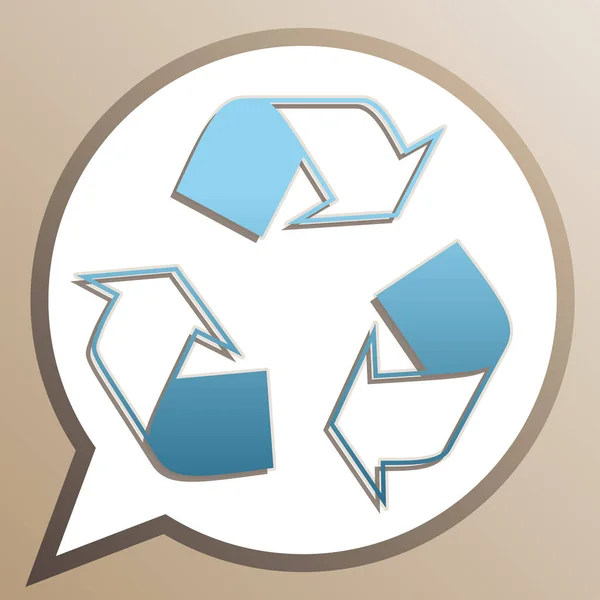 Recycling-Logo-Konzept. helles Cerulean-Symbol in weißem Sprechballo — Stockvektor