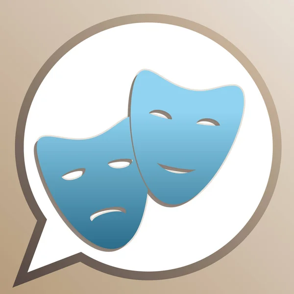 Theater icoon met vrolijke en trieste maskers. Helder Cerulean icoon in w — Stockvector