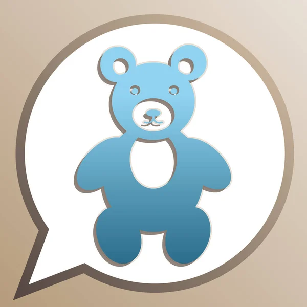 Teddybär Zeichen Illustration. helle ceruleanische Ikone in weißem Spee — Stockvektor