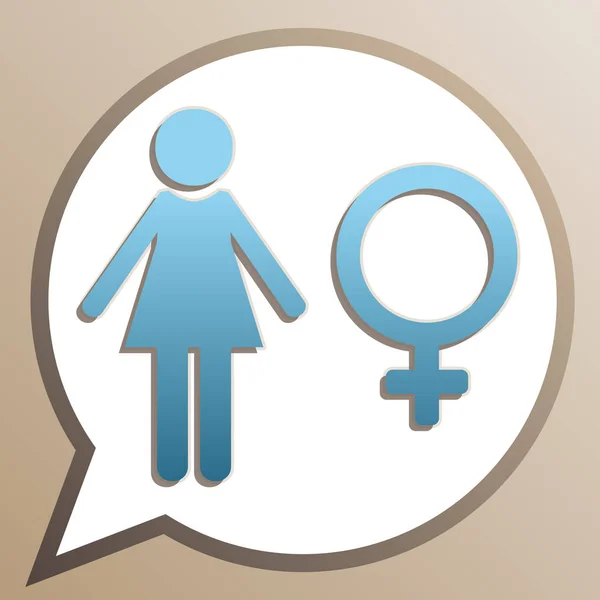 Illustration de signe féminin. Icône céruléenne brillante dans un discours blanc b — Image vectorielle