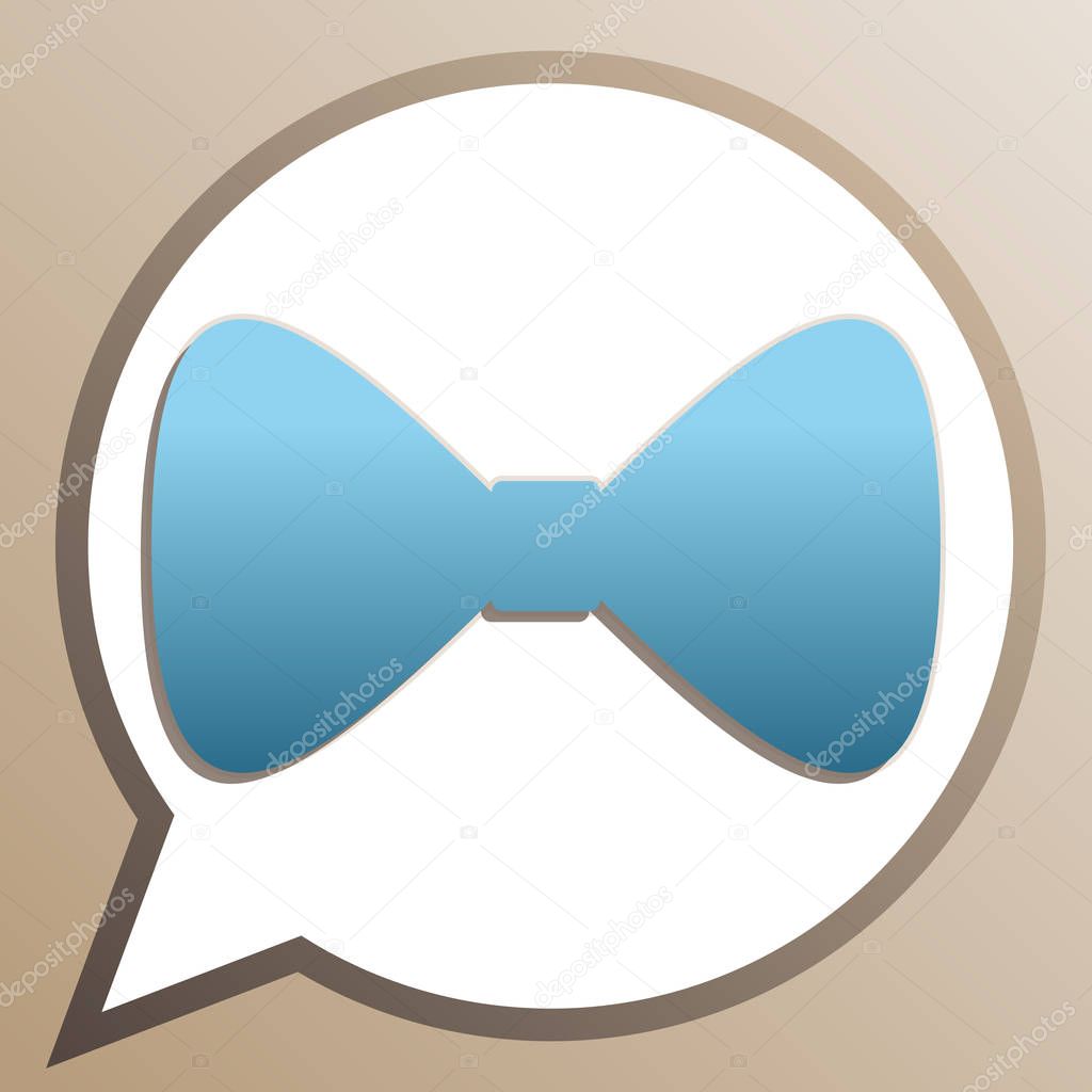 Bow Tie icon. Bright cerulean icon in white speech balloon at pa