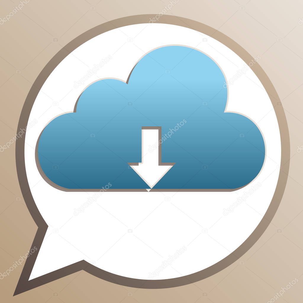 Cloud technology sign. Bright cerulean icon in white speech ball