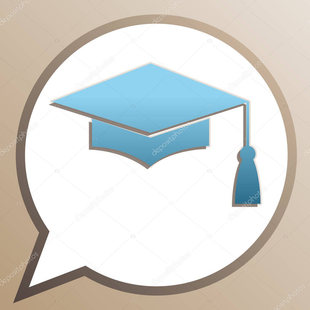 Mortar Board or Graduation Cap, Education symbol. Bright cerulea