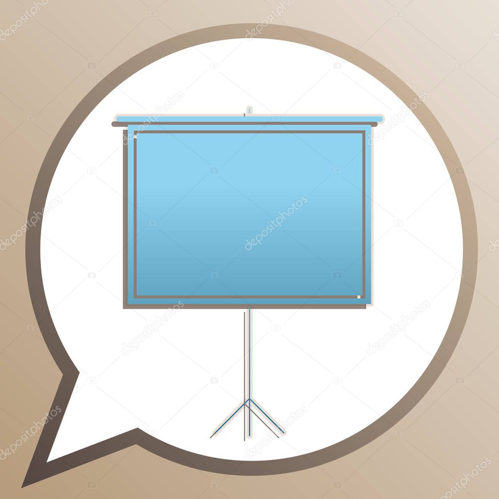 Blank Projection screen. Bright cerulean icon in white speech ba