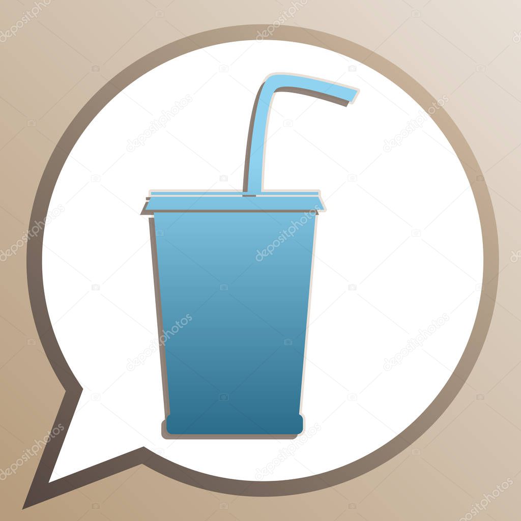 Drink sign illustration. Bright cerulean icon in white speech ba