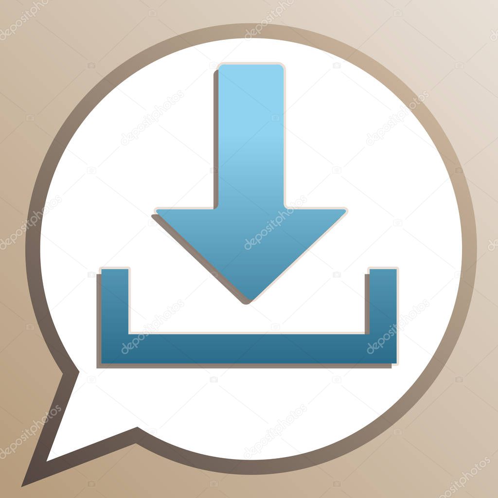 Download sign illustration. Bright cerulean icon in white speech