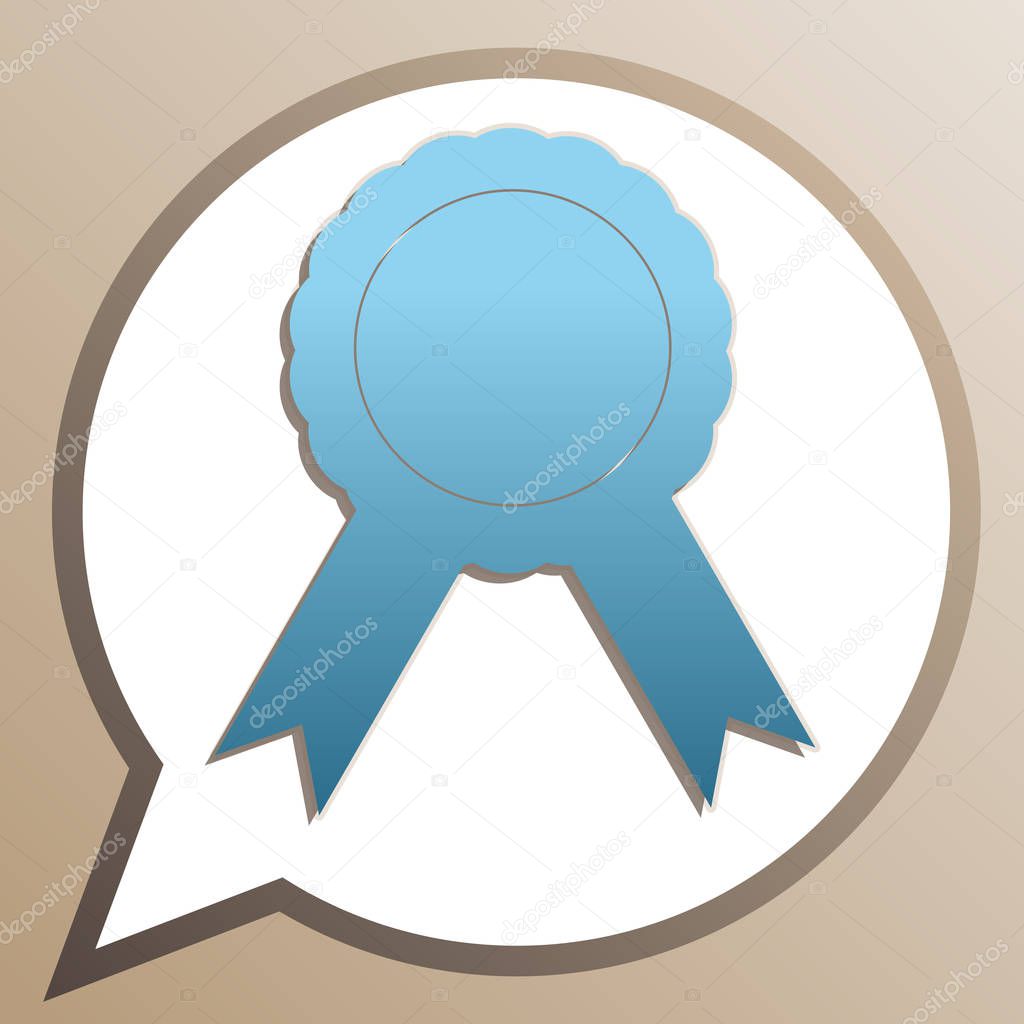 Label sign ribbons. Bright cerulean icon in white speech balloon