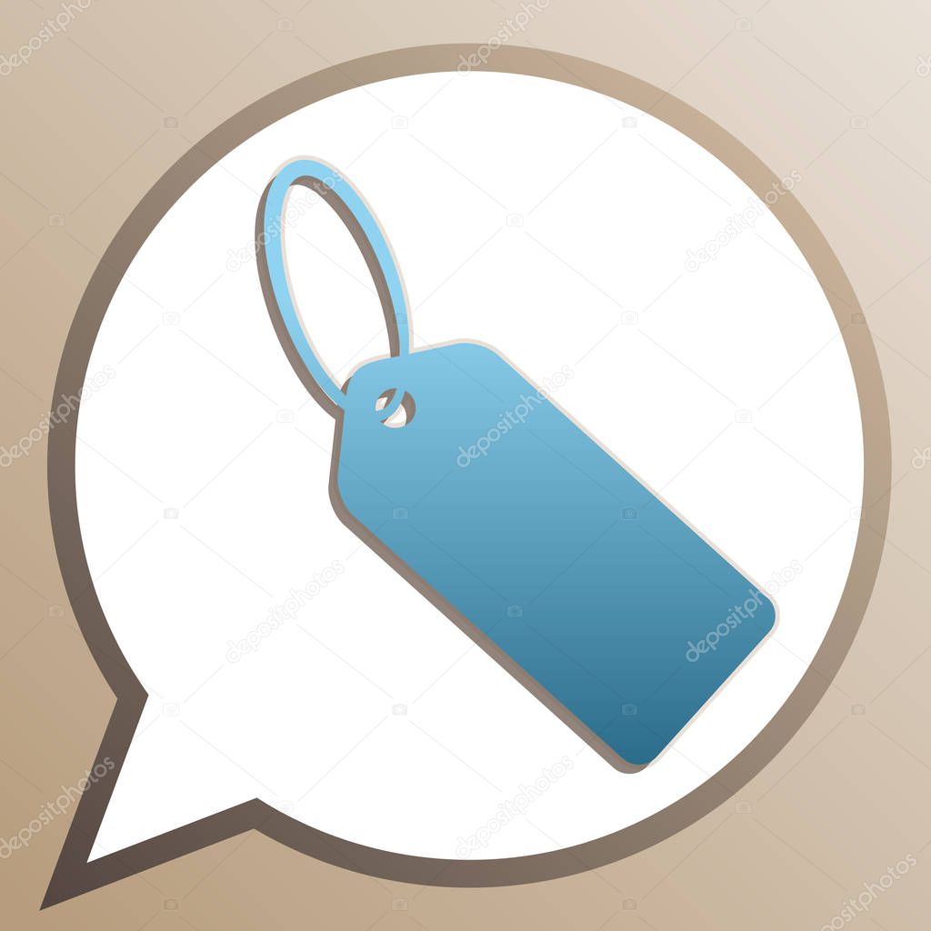 Tag sign illustration. Bright cerulean icon in white speech ball
