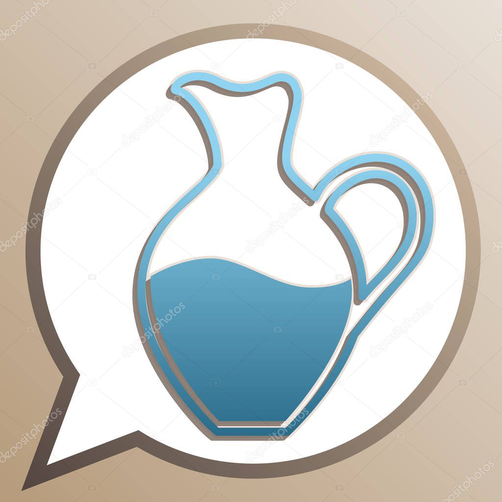 Amphora sign. Bright cerulean icon in white speech balloon at pa