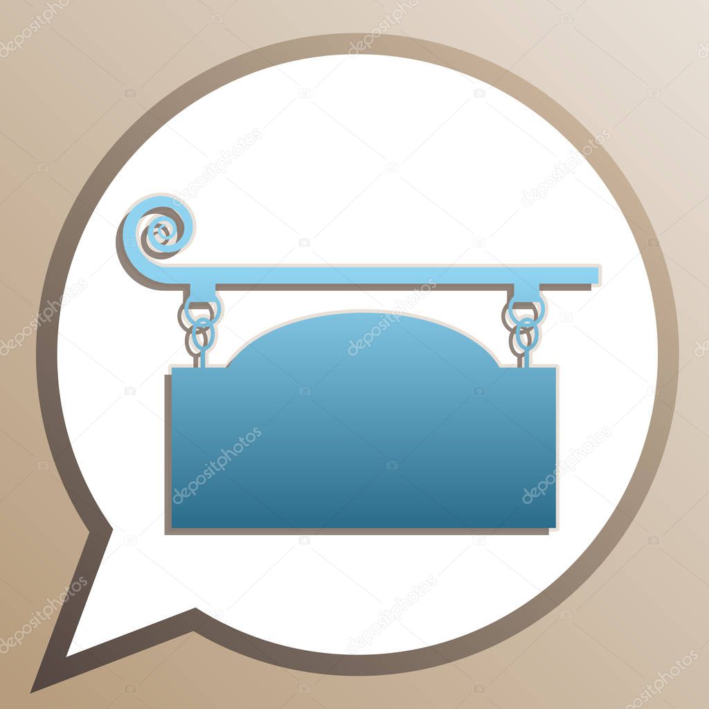 Wrought iron sign for old-fashioned design. Bright cerulean icon