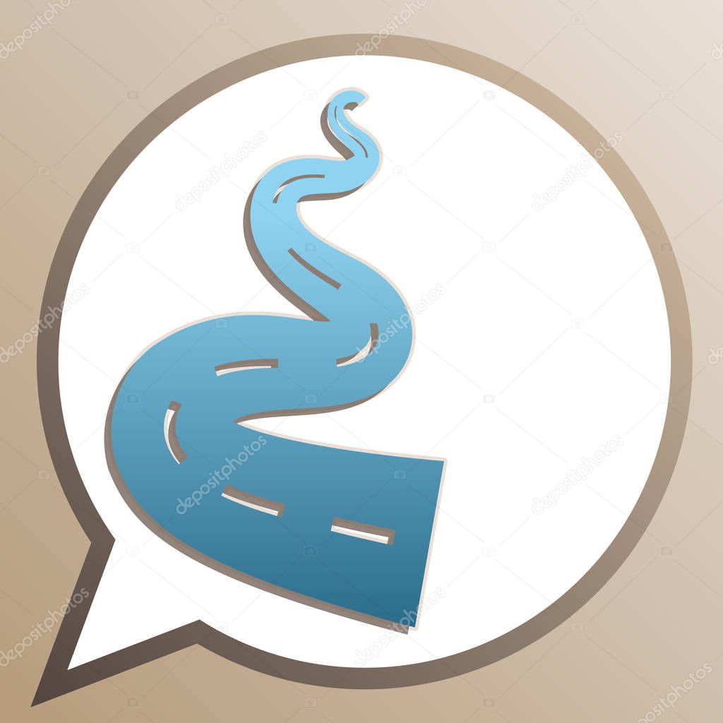 Road simple sign. Bright cerulean icon in white speech balloon a
