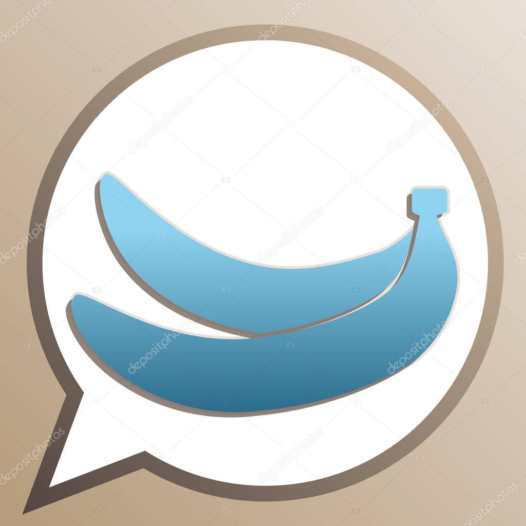 Banana simple sign. Bright cerulean icon in white speech balloon