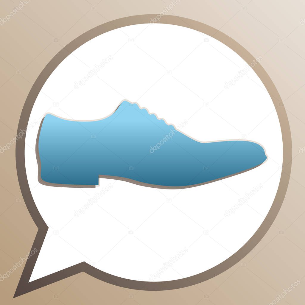 Men Shoes sign. Bright cerulean icon in white speech balloon at 