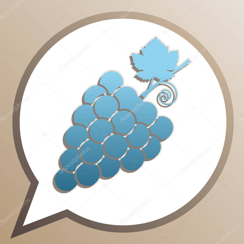 Grapes sign illustration. Bright cerulean icon in white speech b