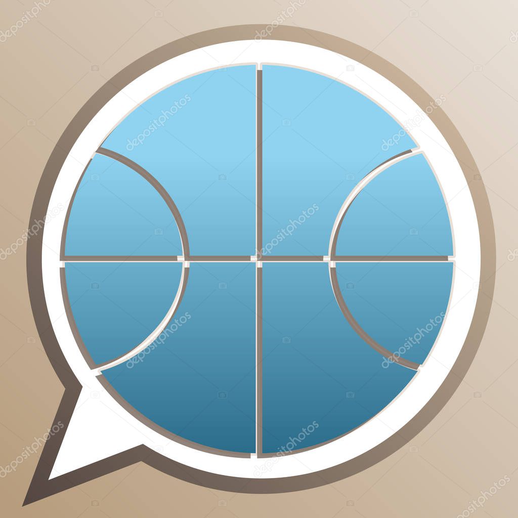 Basketball ball sign illustration. Bright cerulean icon in white