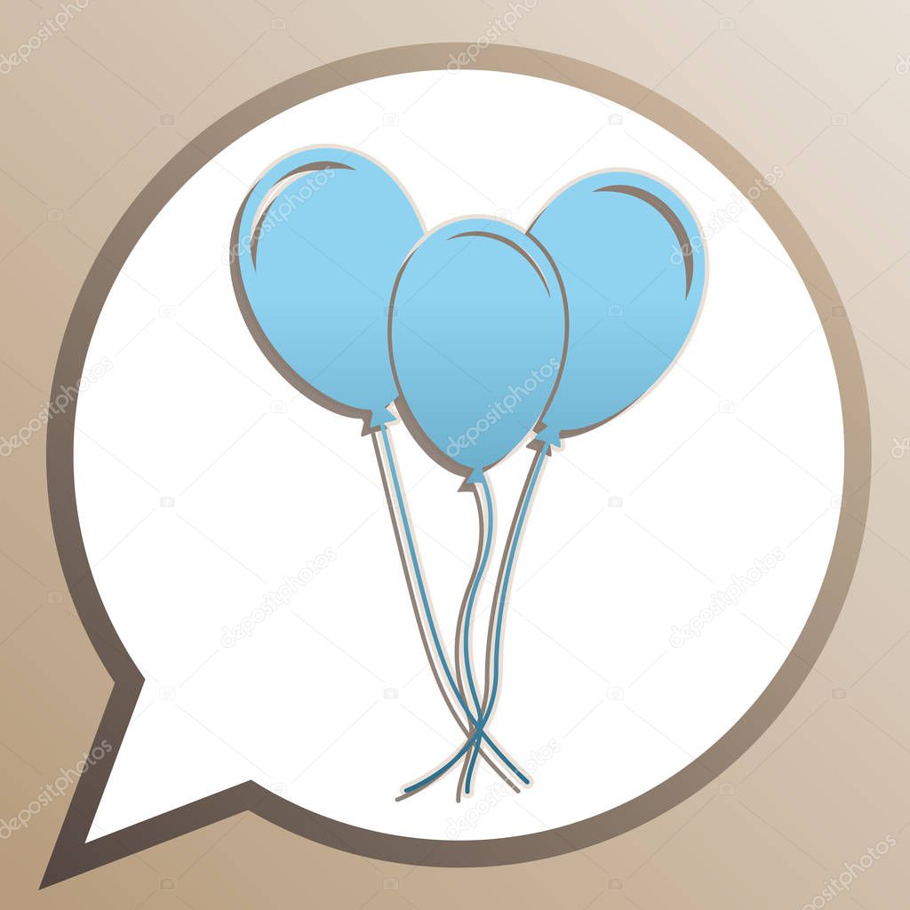 Balloons set sign. Bright cerulean icon in white speech balloon 