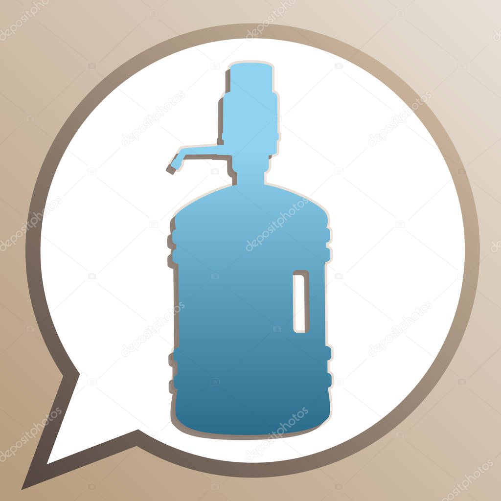 Plastic bottle silhouette with water and siphon. Bright cerulean