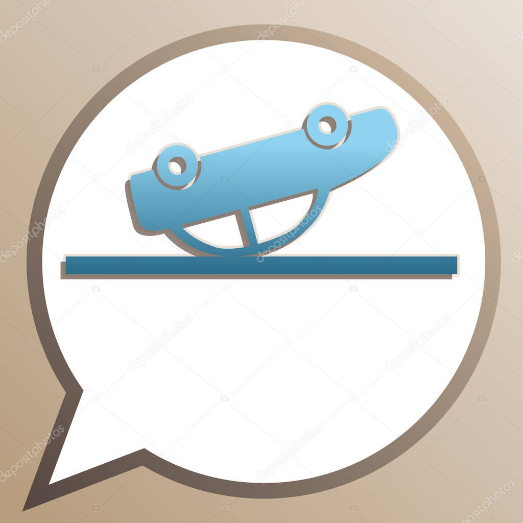 Crashed Car sign. Bright cerulean icon in white speech balloon a