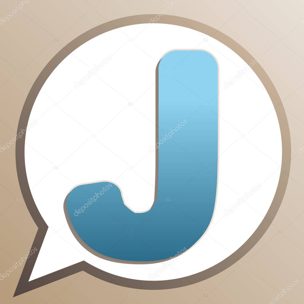 Letter J sign design template element. Bright cerulean icon in w