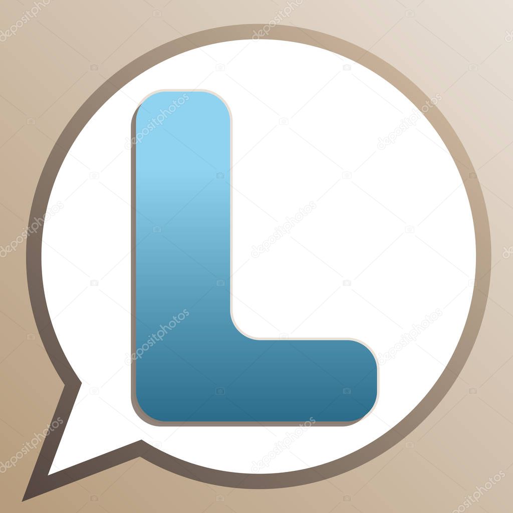 Letter L sign design template element. Bright cerulean icon in w