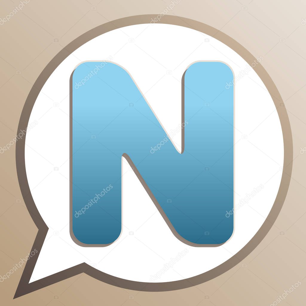 Letter N sign design template element. Bright cerulean icon in w