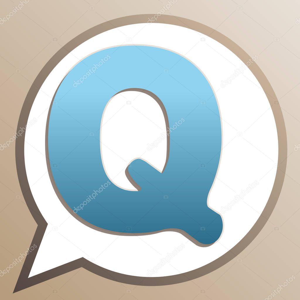 Letter Q sign design template element. Bright cerulean icon in w