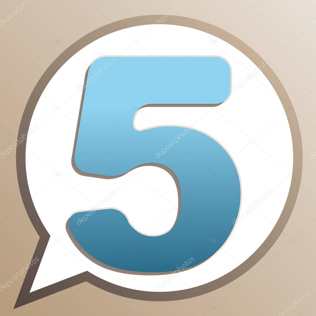 Number 5 sign design template element. Bright cerulean icon in w