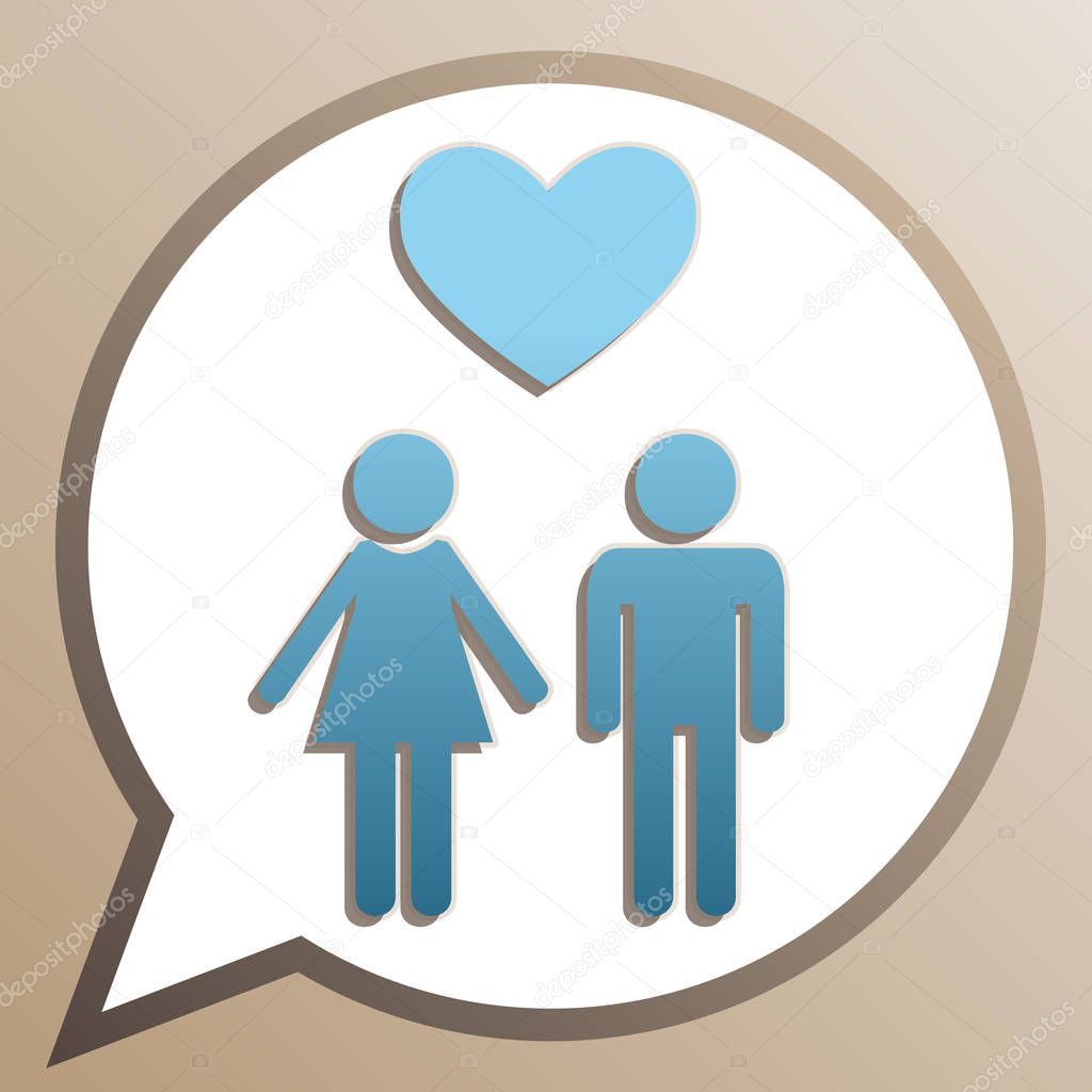 Family with heart. Husband and wife. Bright cerulean icon in whi