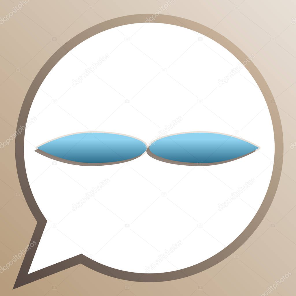Flower sign. Bright cerulean icon in white speech balloon at pal
