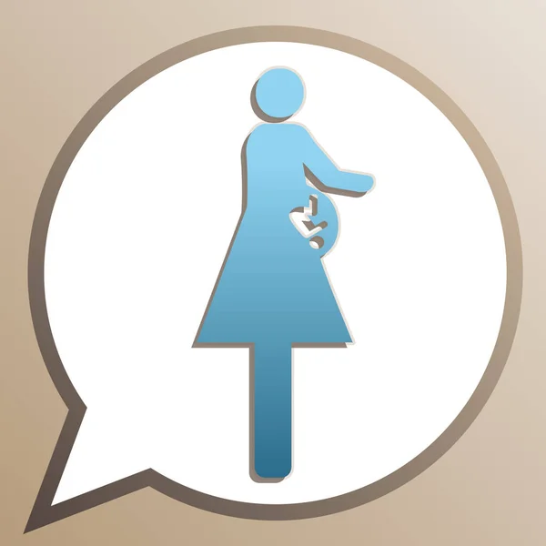 Vrouwen en baby teken. Heldere Cerulean icoon in witte toespraak Balloo — Stockvector