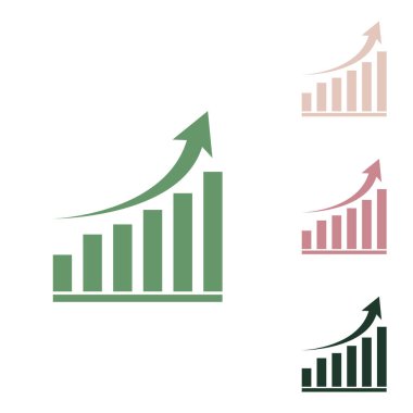 Grafik işareti büyüyor. Beyaz arka planda küçük orman yeşili, mor ve çöl kumları olan Rus yeşil ikonu.