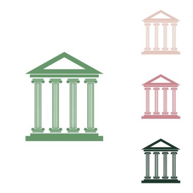 Tarihi bina illüstrasyonu. Beyaz arka planda küçük orman yeşili, mor ve çöl kumları olan Rus yeşil ikonu.