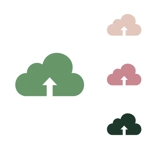 Signo Tecnología Cloud Icono Verde Ruso Con Pequeños Verdes Selva — Vector de stock