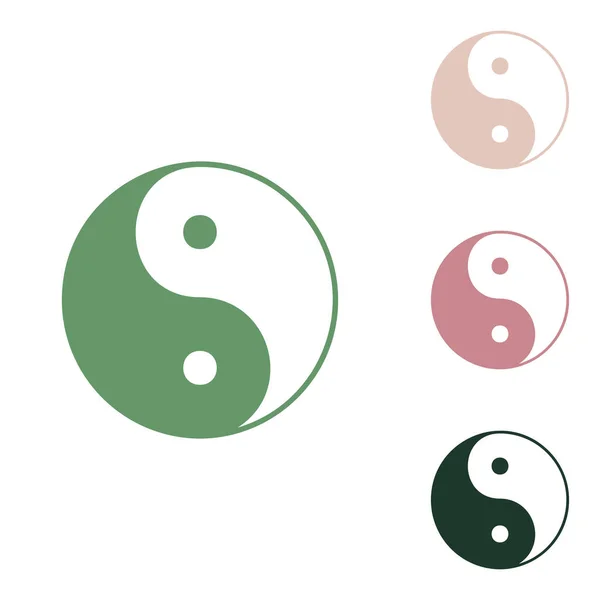 Ying Yang Símbolo Armonía Equilibrio Icono Verde Ruso Con Pequeños — Archivo Imágenes Vectoriales