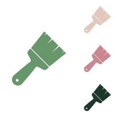 Fırça izi illüstrasyonu. Beyaz arka planda küçük orman yeşili, mor ve çöl kumları olan Rus yeşil ikonu.