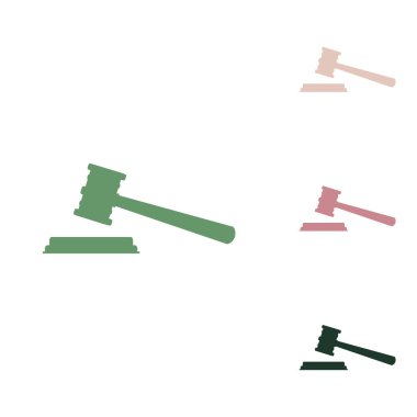 Adalet çekici işareti. Beyaz arka planda küçük orman yeşili, mor ve çöl kumları olan Rus yeşil ikonu.