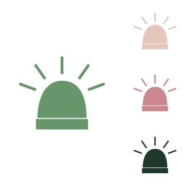 Polis tek işareti. Beyaz arka planda küçük orman yeşili, mor ve çöl kumları olan Rus yeşil ikonu.