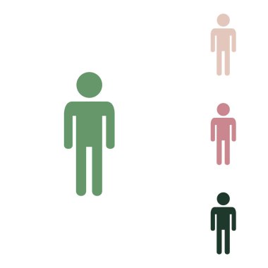 Adam çizim imzalıyor. Beyaz arka planda küçük orman yeşili, mor ve çöl kumları olan Rus yeşil ikonu.