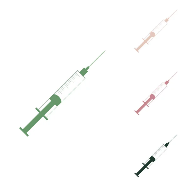 Ilustracja Znaku Strzykawki Rosyjska Zielona Ikona Małymi Zielonymi Puszystymi Pustynnymi — Wektor stockowy